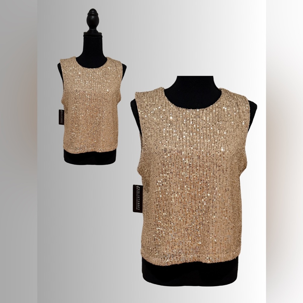 NWT - Z Supply - Sloane Sequin Blouse Champagne - No Sleeve - Size M